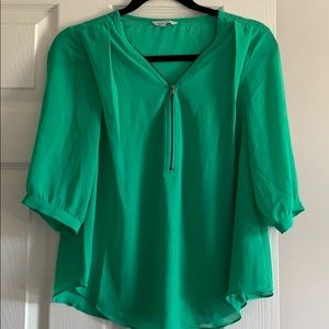 Green sheer zippered top/blouse